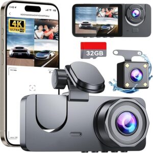(27) Dash Cam Front and Rear 4K Full HD, Dash Camera Included 32GB SD Card